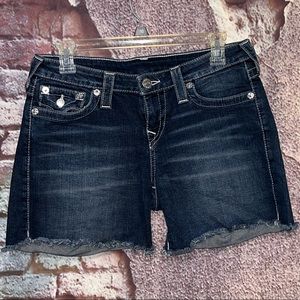 True Religion Mid Cut Off blue Jean Shorts Size 29